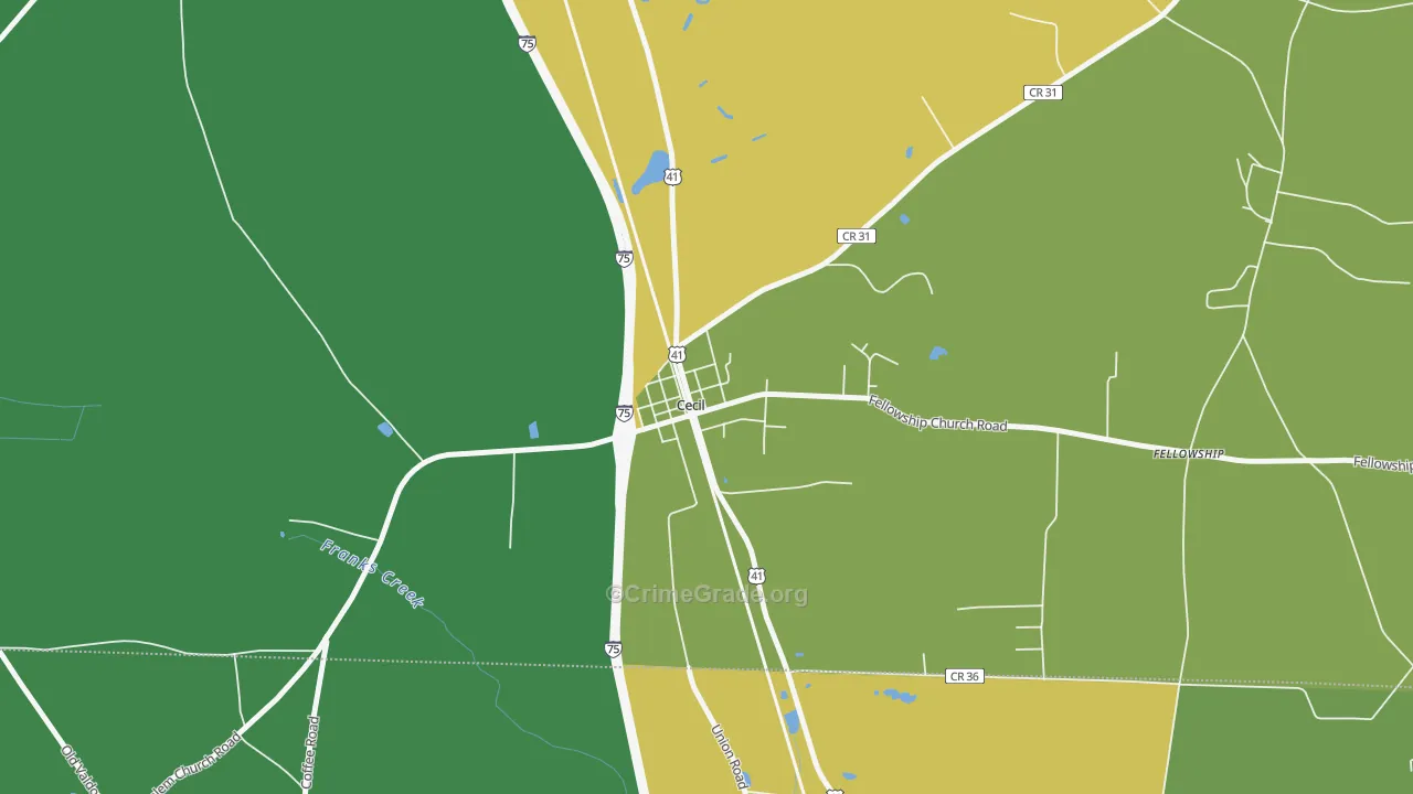 31627, GA Map of Drug-Related Crime Rates
