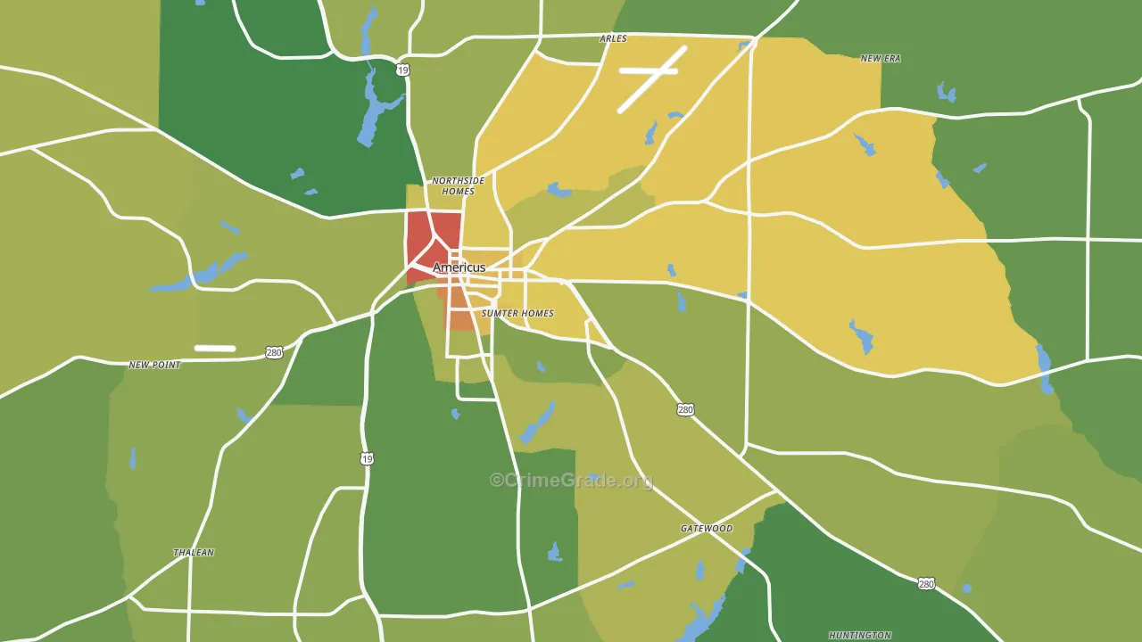 31709, GA Map of Drug-Related Crime Rates