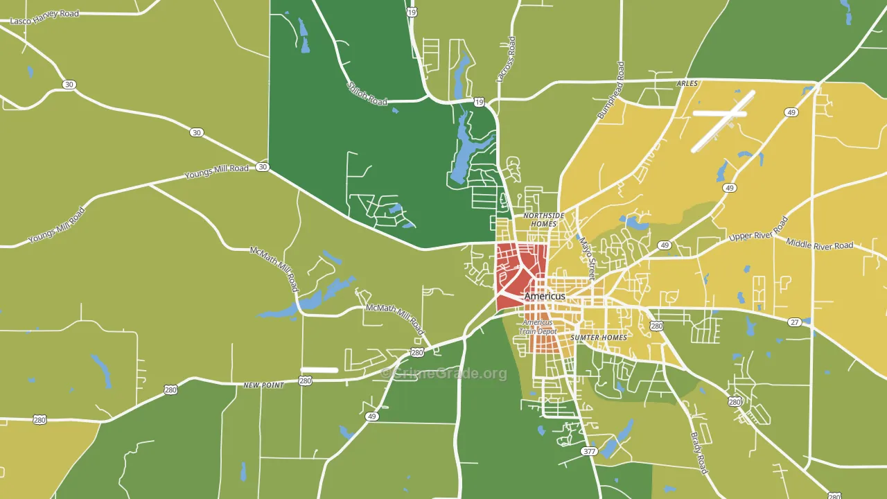 31719, GA Map of Drug-Related Crime Rates