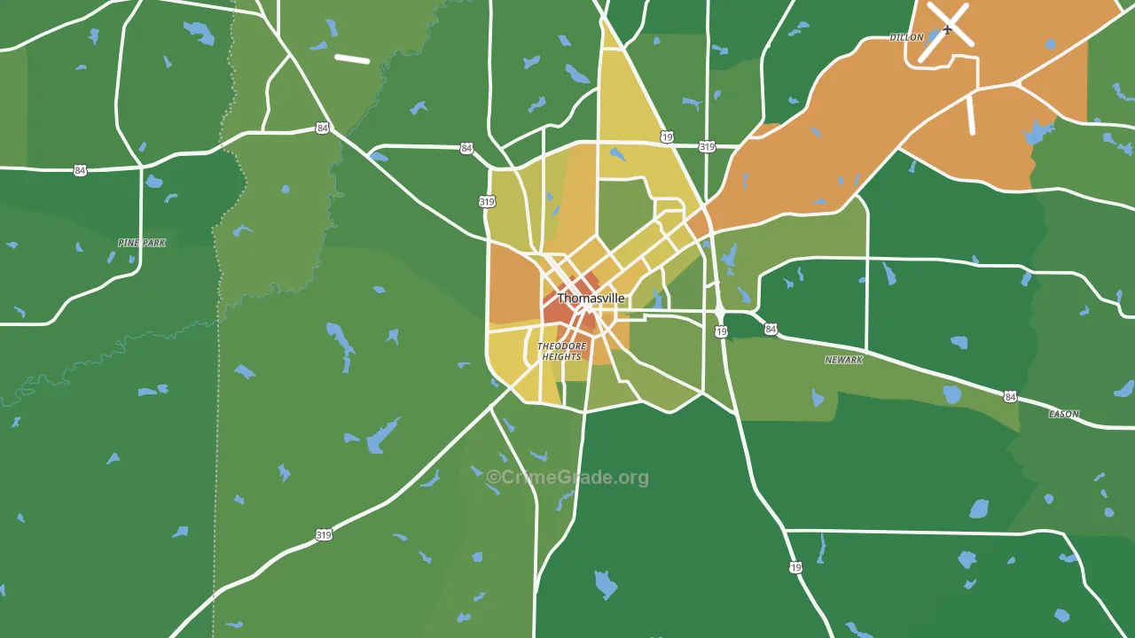 31792, GA Map of Drug-Related Crime Rates