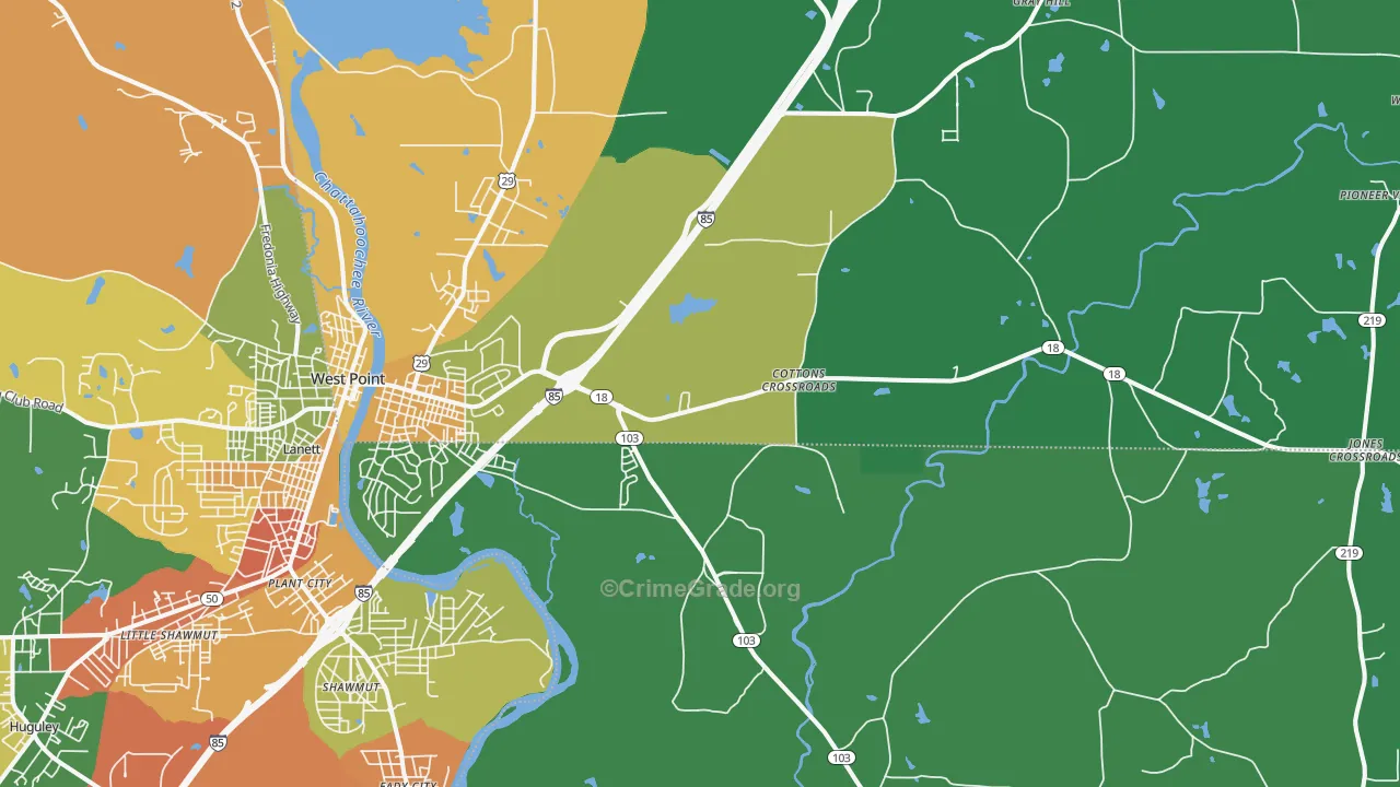 31833, GA Map of Drug-Related Crime Rates