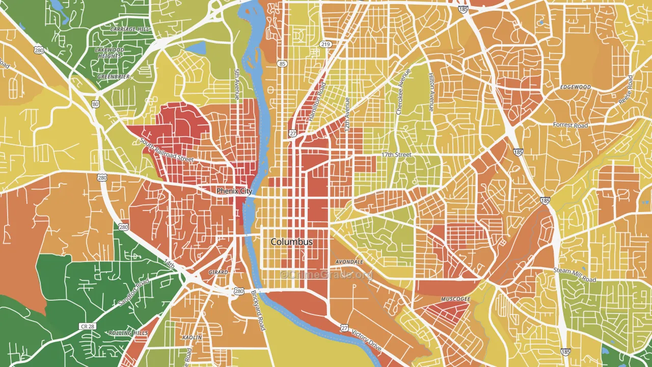 31901, GA Map of Drug-Related Crime Rates
