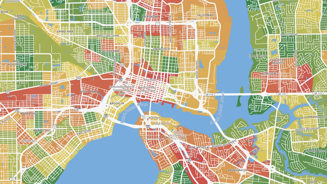 32202, FL Map of Drug-Related Crime Rates