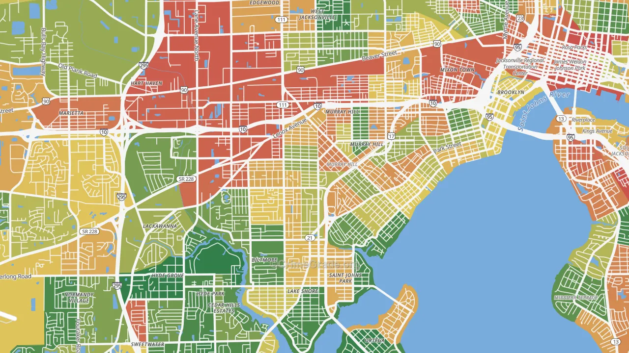 32205, FL Map of Drug-Related Crime Rates
