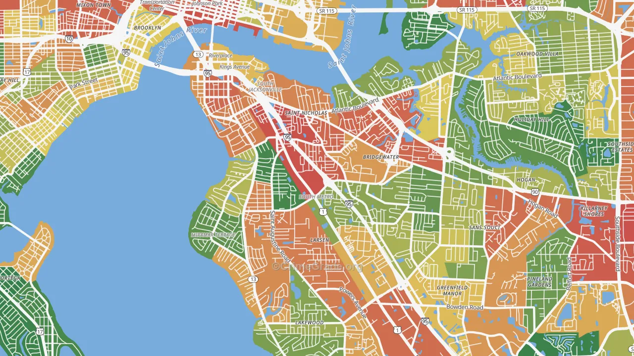 32207, FL Map of Drug-Related Crime Rates