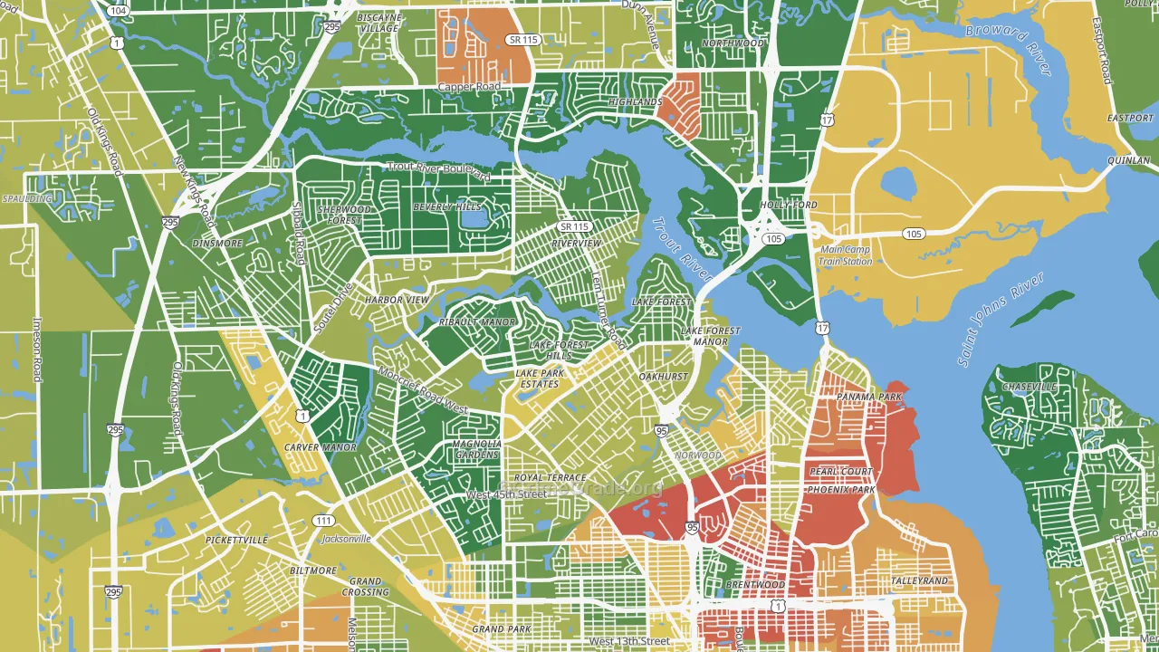 32208, FL Map of Drug-Related Crime Rates