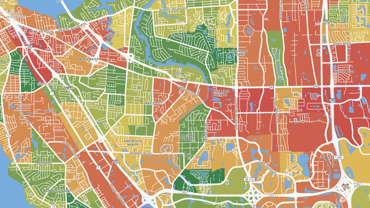 32216, FL Map of Drug-Related Crime Rates