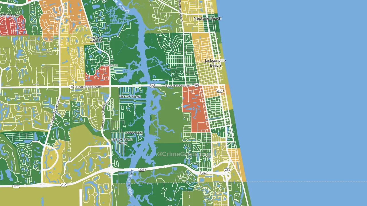 32250, FL Map of Drug-Related Crime Rates