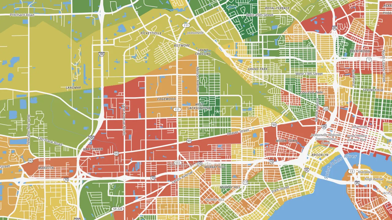 32254, FL Map of Drug-Related Crime Rates