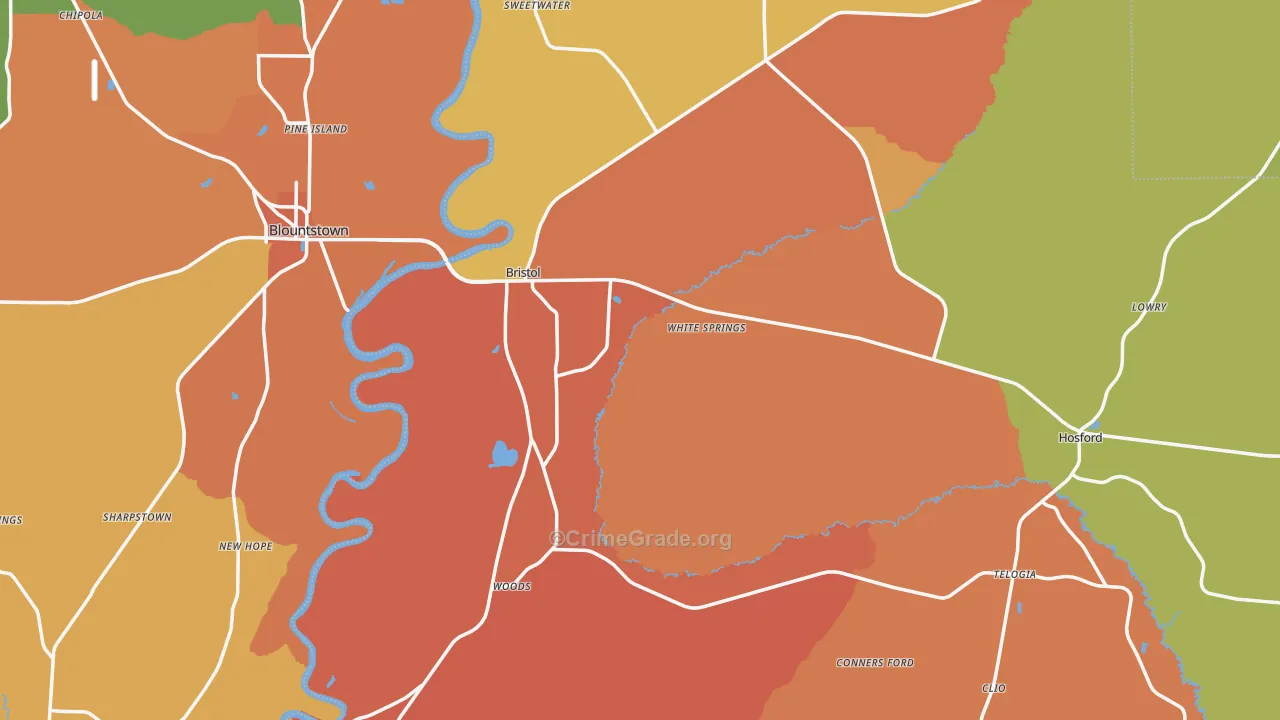 32321, FL Map of Drug-Related Crime Rates