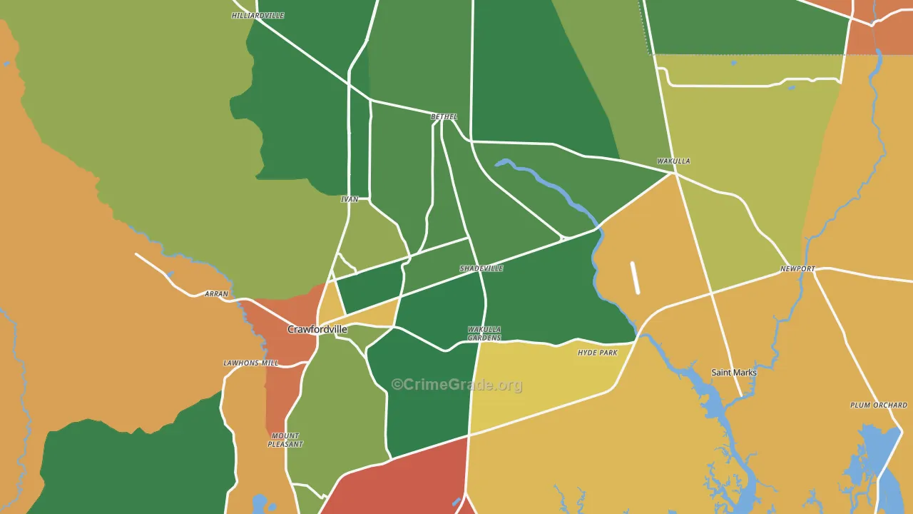 32327, FL Map of Drug-Related Crime Rates