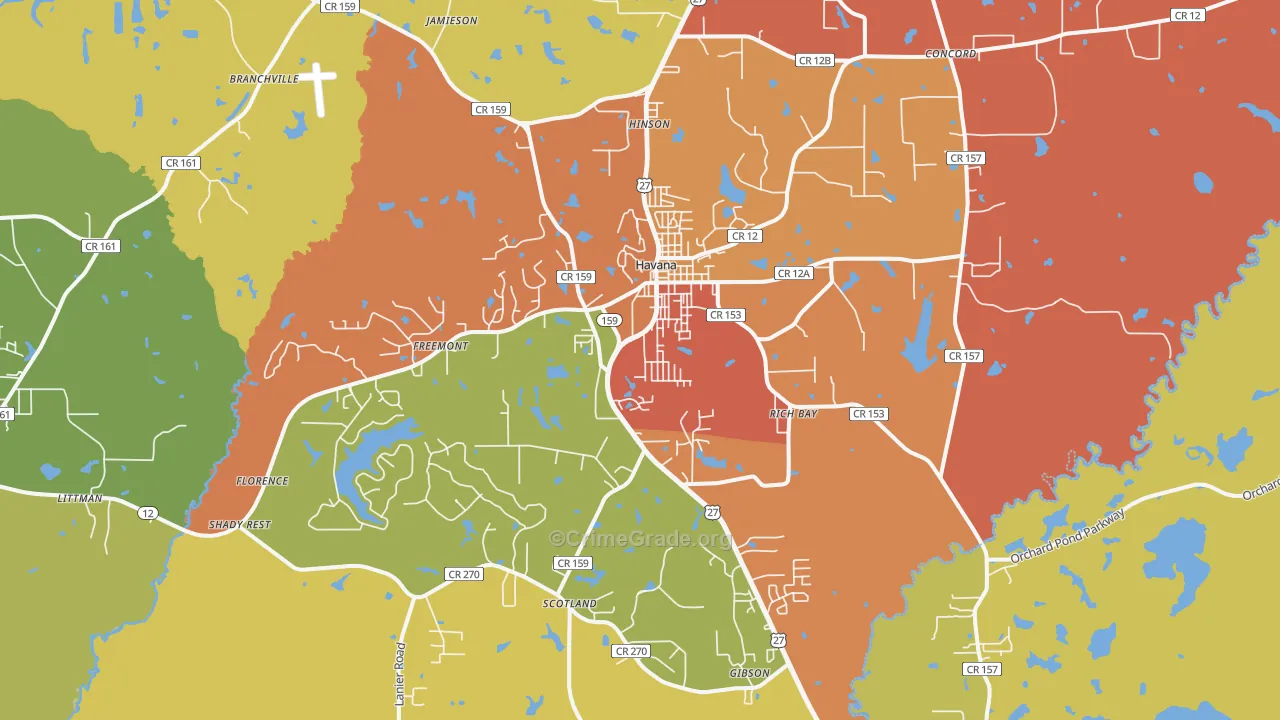 32333, FL Map of Drug-Related Crime Rates