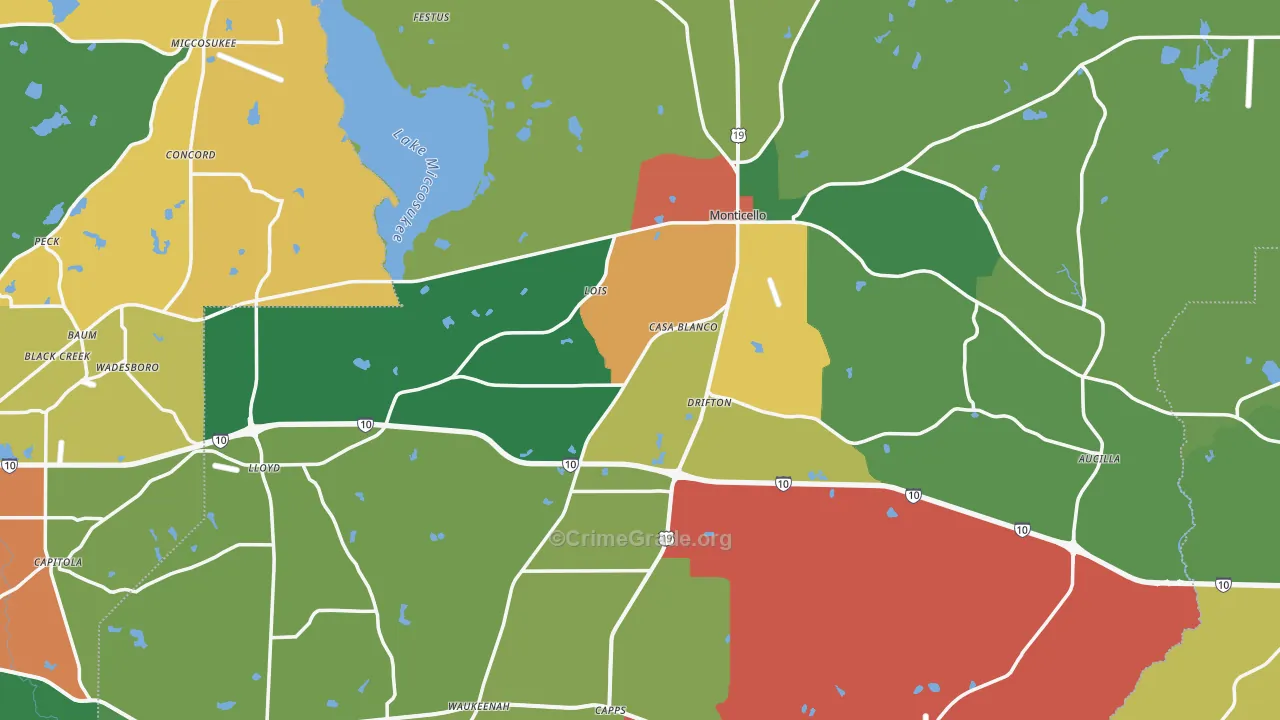 32344, FL Map of Drug-Related Crime Rates