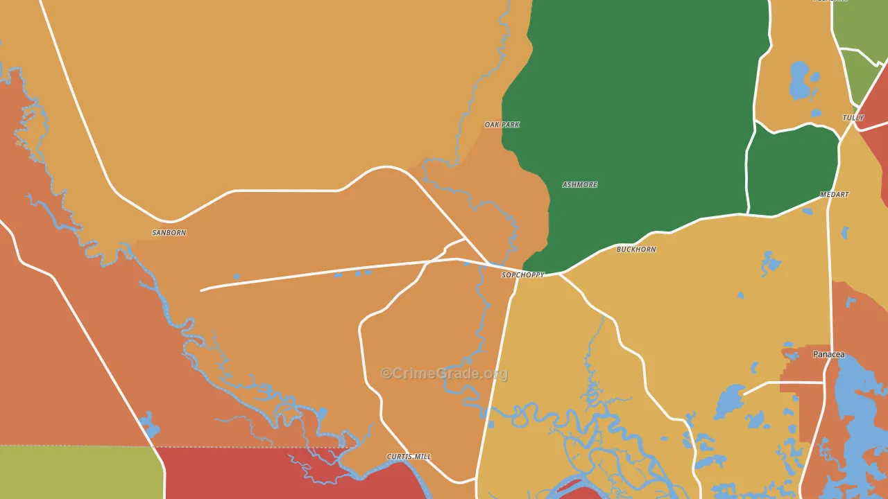 32358, FL Map of Drug-Related Crime Rates