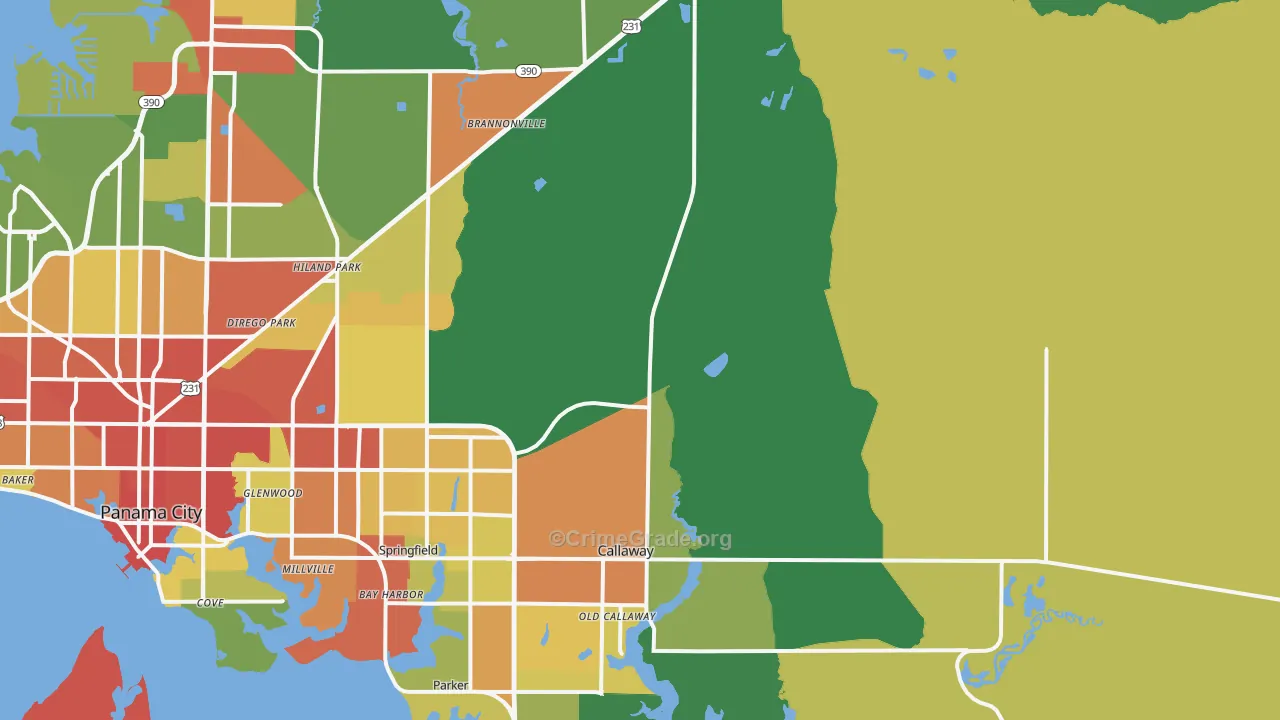 32404, FL Map of Drug-Related Crime Rates