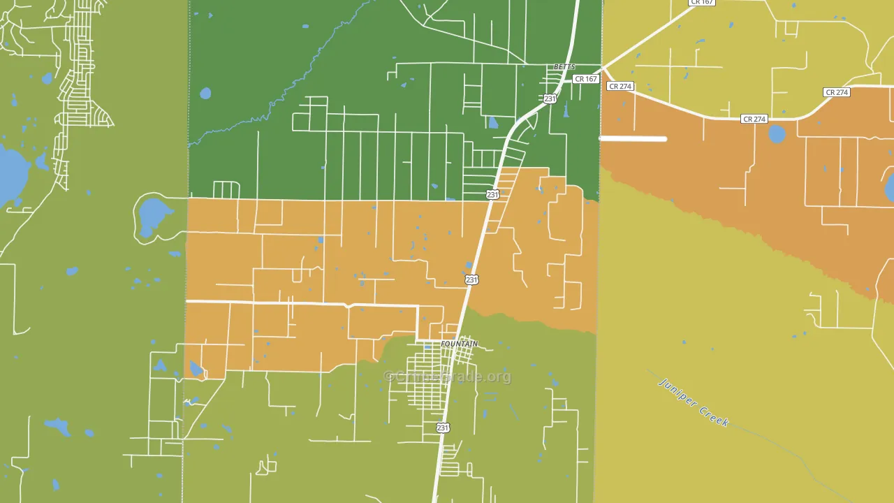 32438, FL Map of Drug-Related Crime Rates