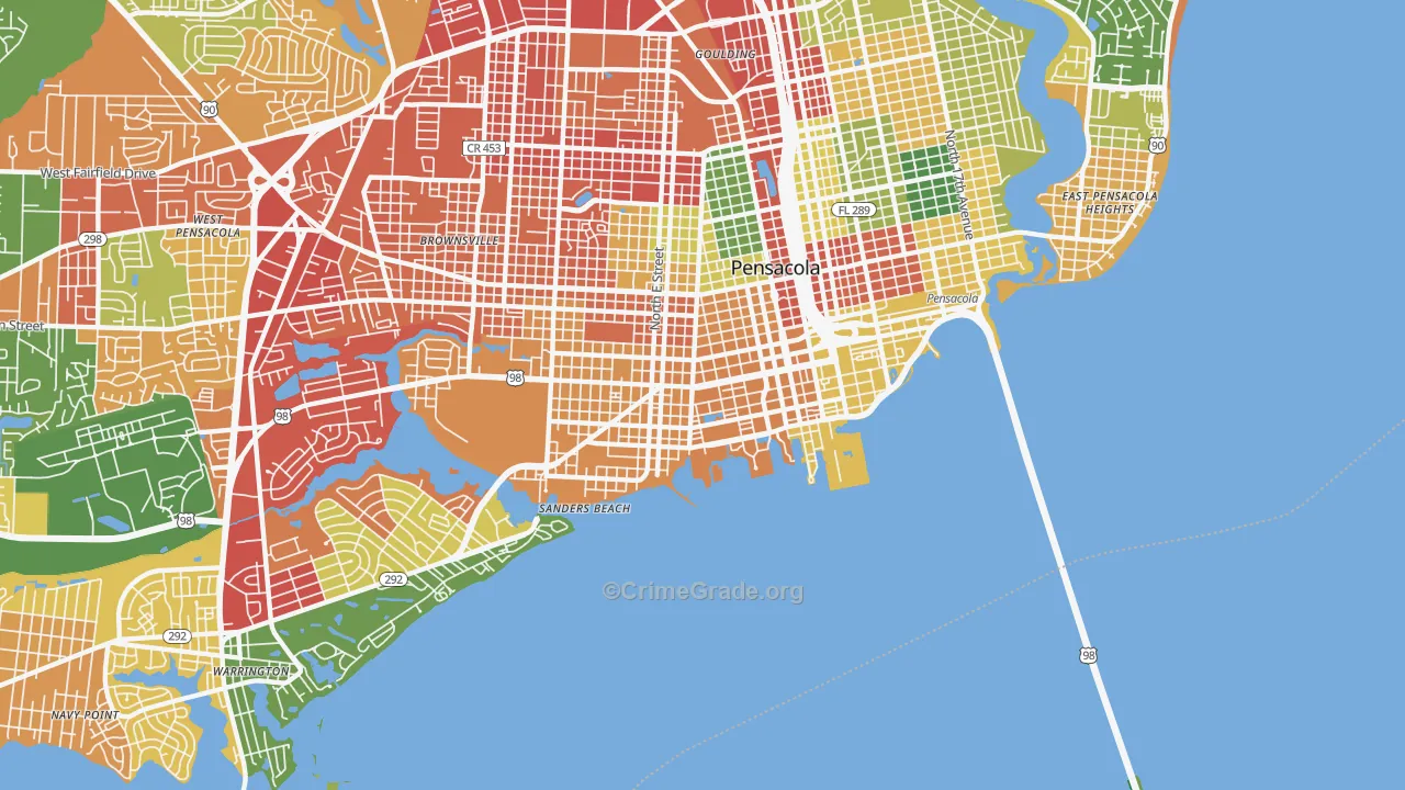 32502, FL Map of Drug-Related Crime Rates