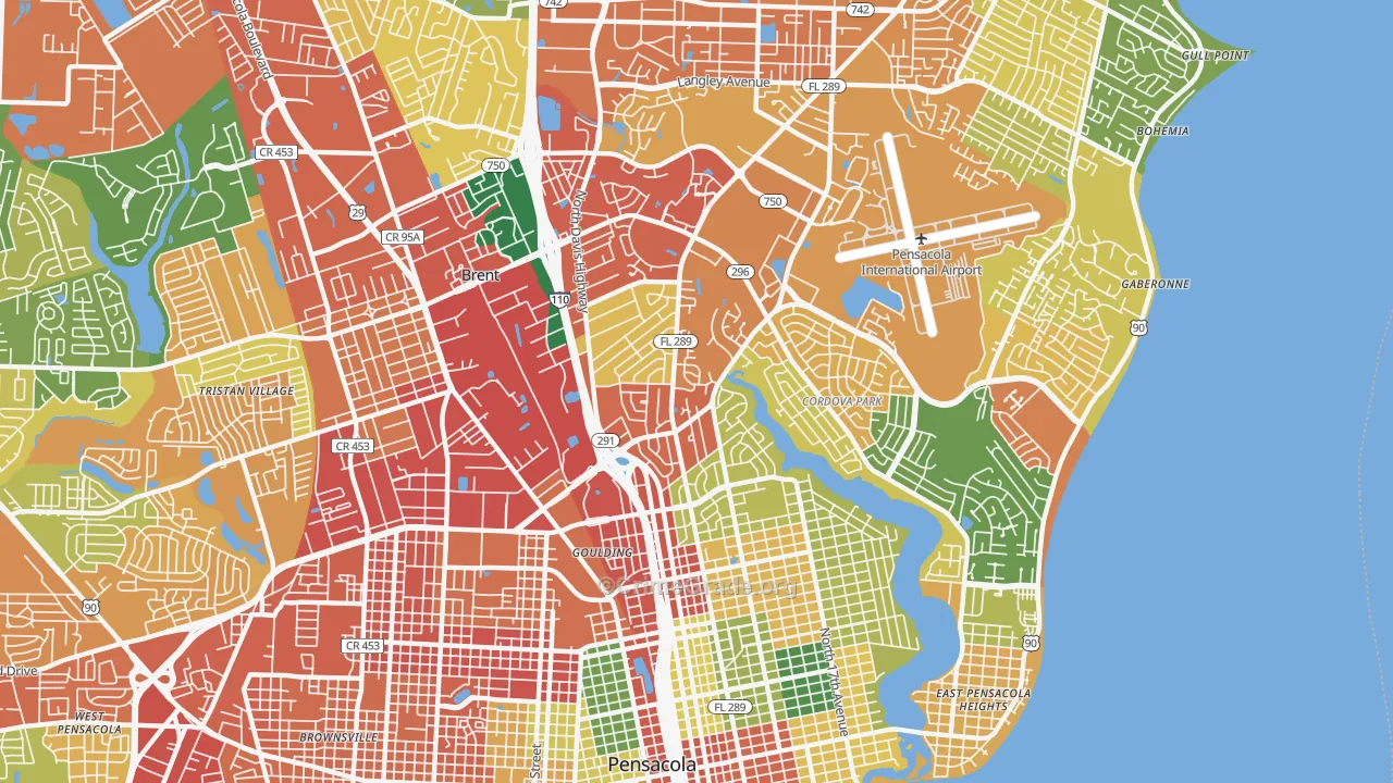 32503, FL Map of Drug-Related Crime Rates