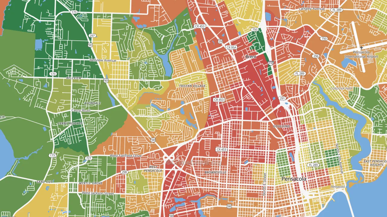 32505, FL Map of Drug-Related Crime Rates