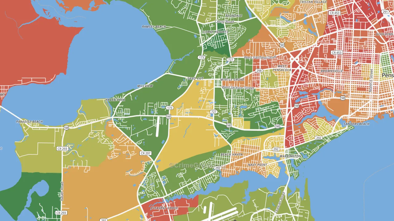 32506, FL Map of Drug-Related Crime Rates