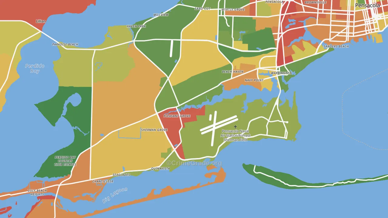 32507, FL Map of Drug-Related Crime Rates