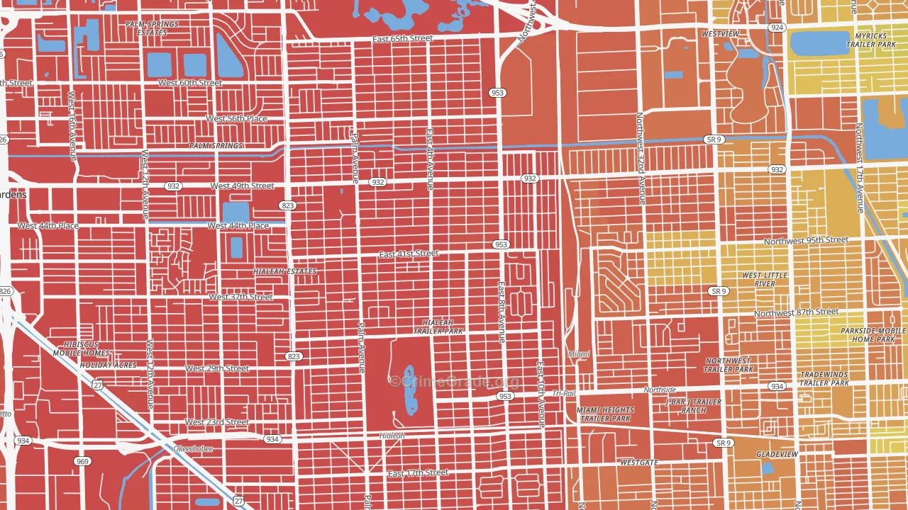 33013, FL Map of Drug-Related Crime Rates