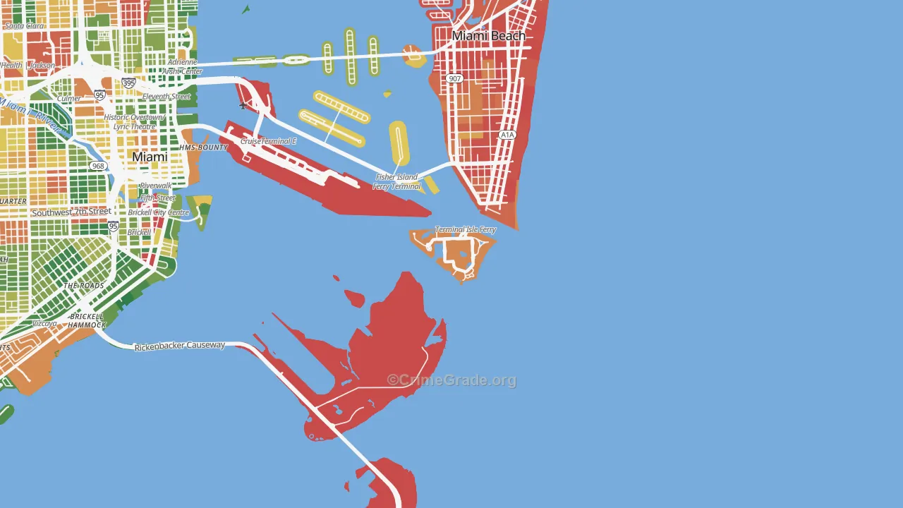 33109, FL Map of Drug-Related Crime Rates