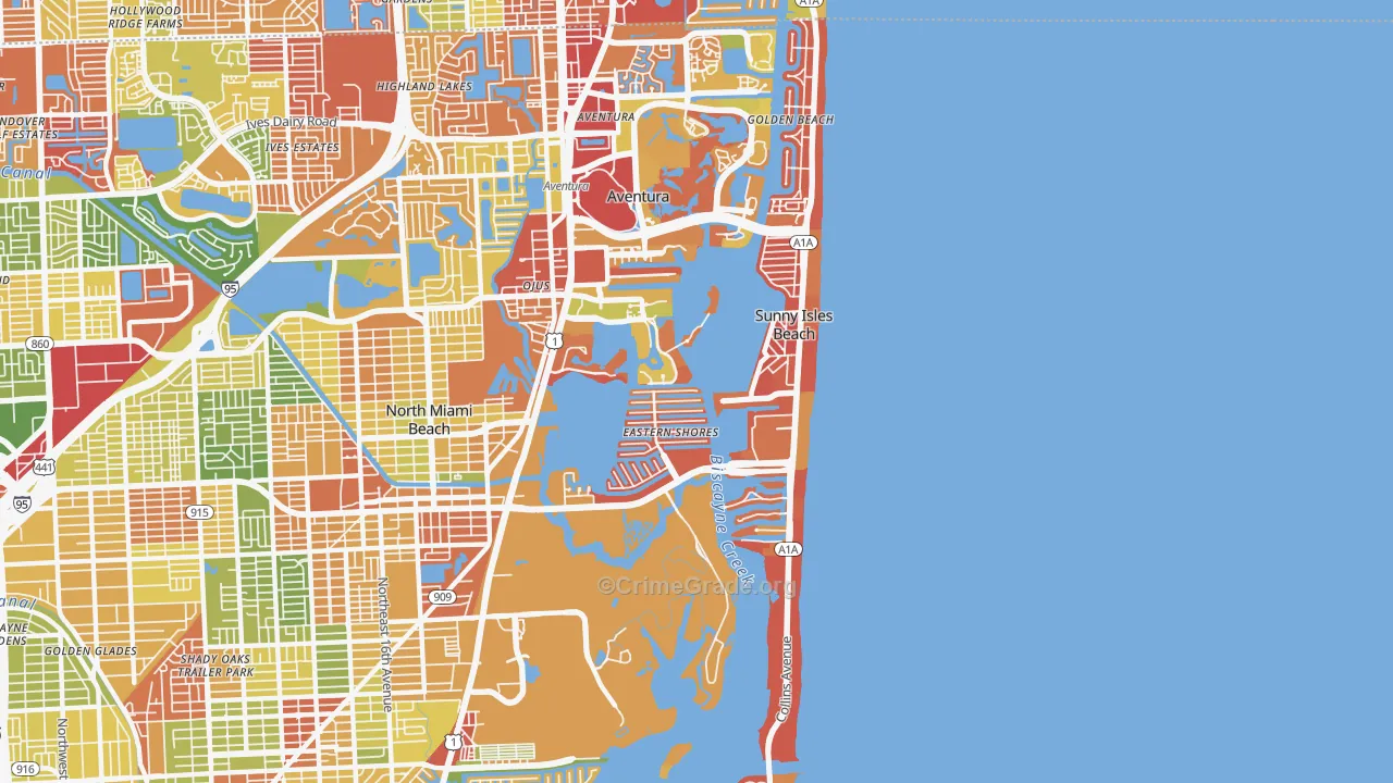 33160, FL Map of Drug-Related Crime Rates