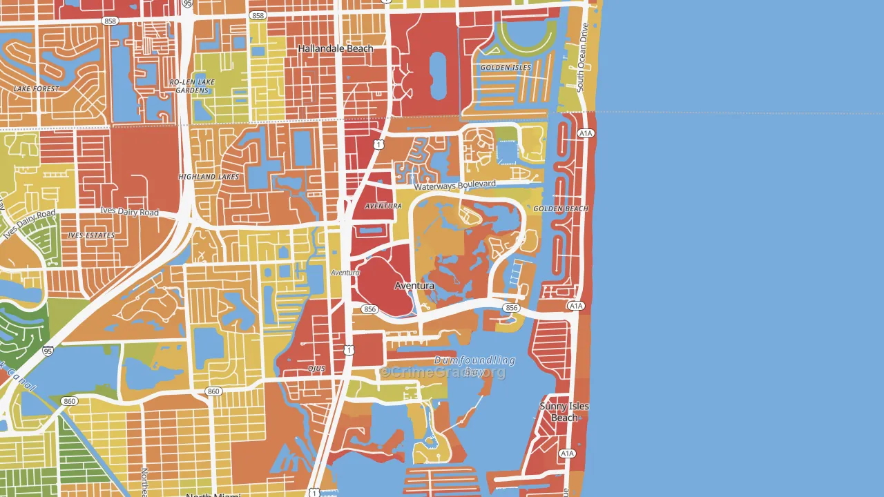 33180, FL Map of Drug-Related Crime Rates