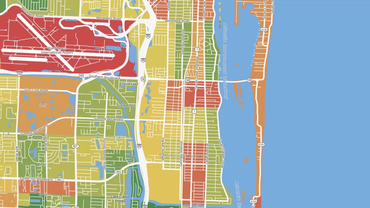 33405, FL Map of Drug-Related Crime Rates