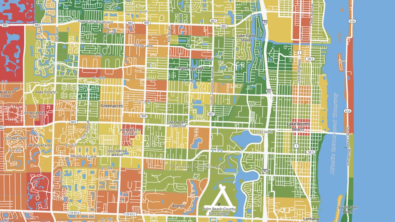 33461, FL Map of Drug-Related Crime Rates