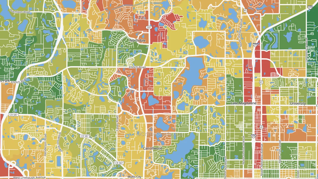 33618, FL Map of Drug-Related Crime Rates