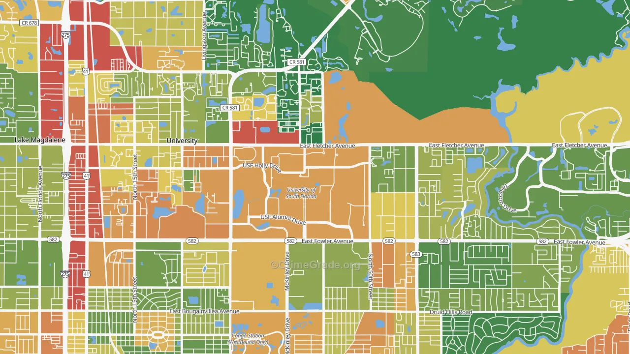 33620, FL Map of Drug-Related Crime Rates