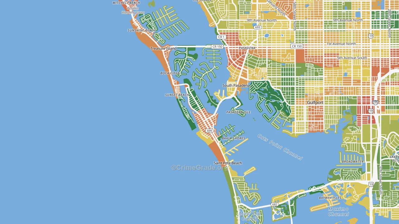 33706, FL Map of Drug-Related Crime Rates