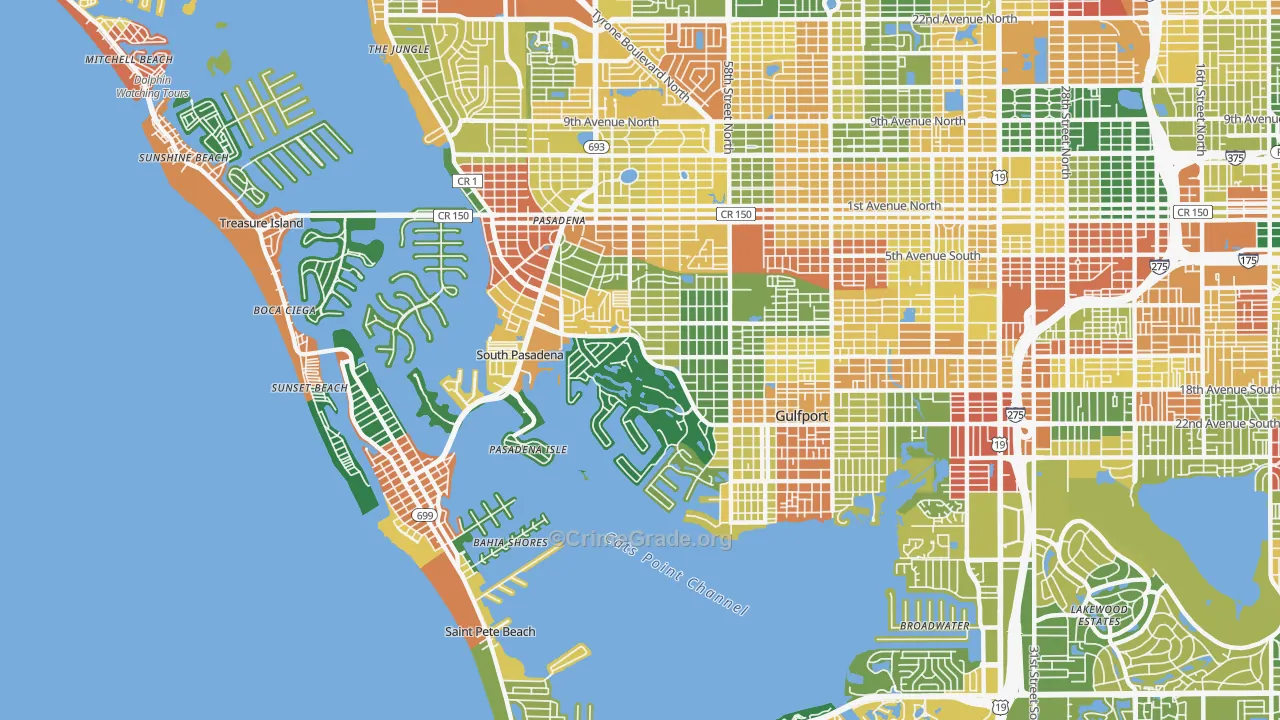 33707, FL Map of Drug-Related Crime Rates
