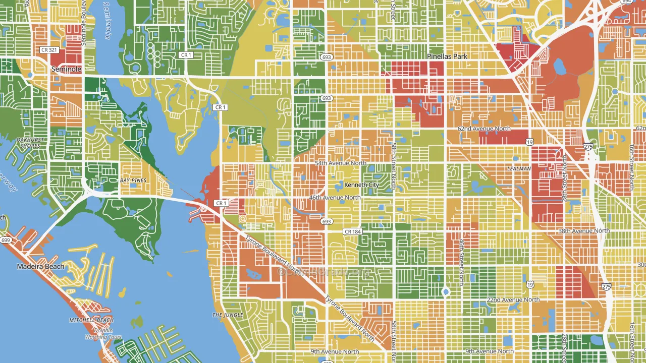 33709, FL Map of Drug-Related Crime Rates