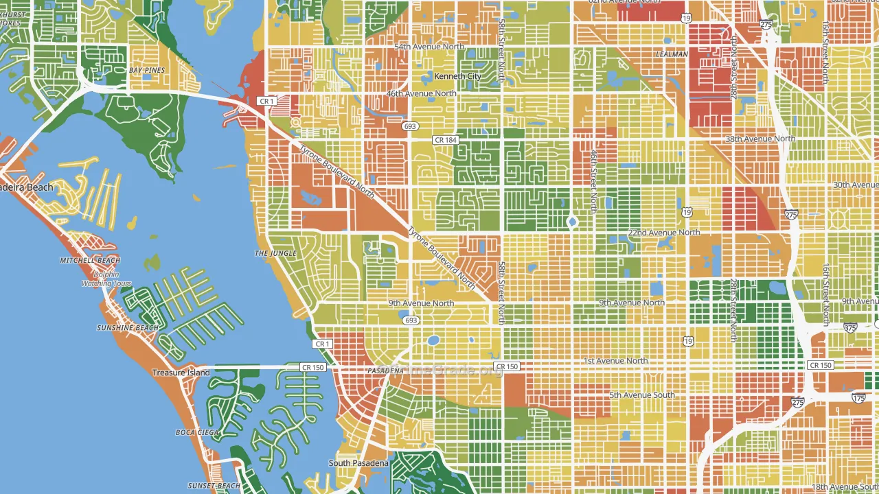 33710, FL Map of Drug-Related Crime Rates