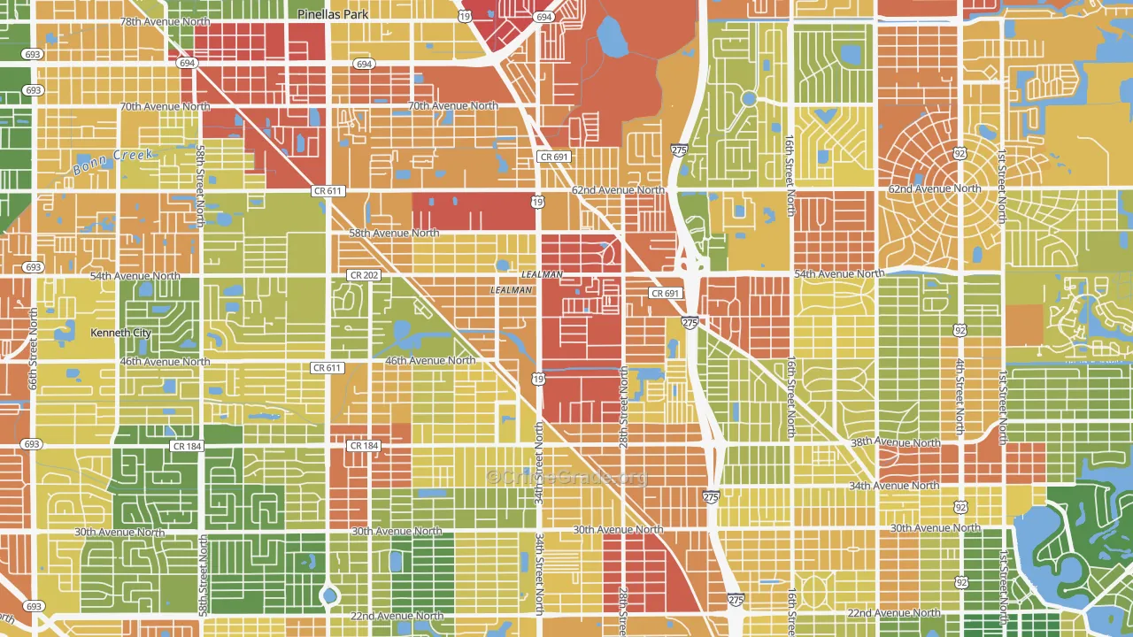 33714, FL Map of Drug-Related Crime Rates