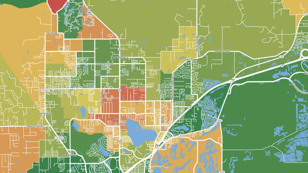 33809, FL Map of Drug-Related Crime Rates