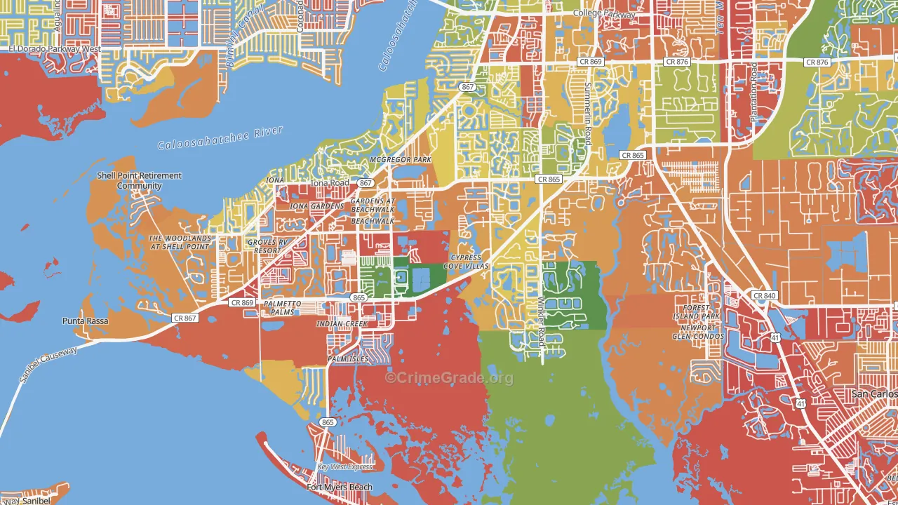 33908, FL Map of Drug-Related Crime Rates