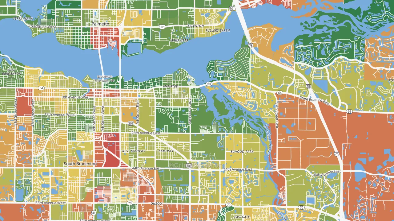 34208, FL Map of Drug-Related Crime Rates