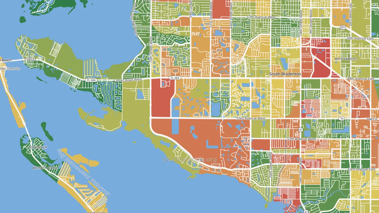 34210, FL Map of Drug-Related Crime Rates