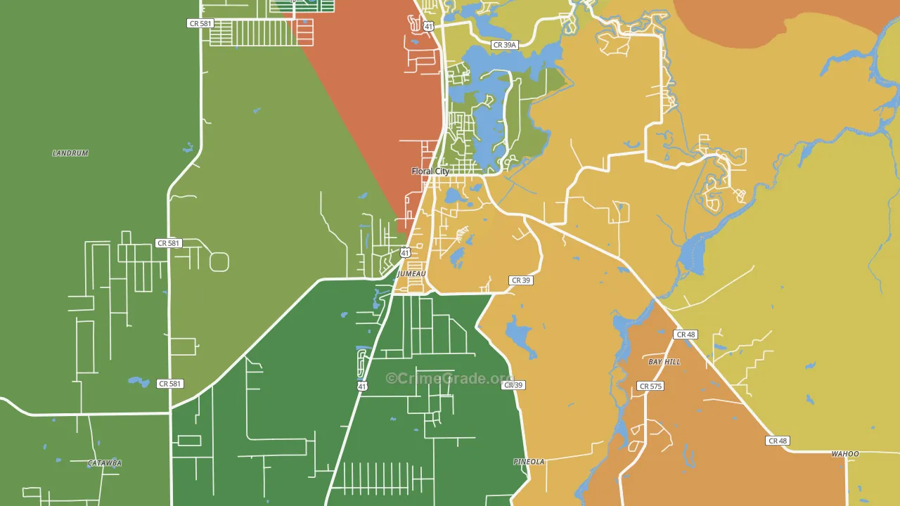 34436, FL Map of Drug-Related Crime Rates