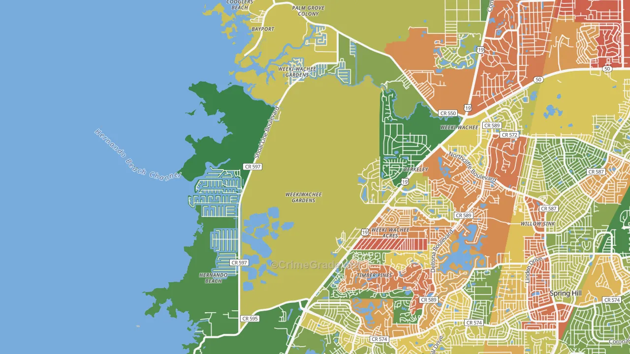 34607, FL Map of Drug-Related Crime Rates