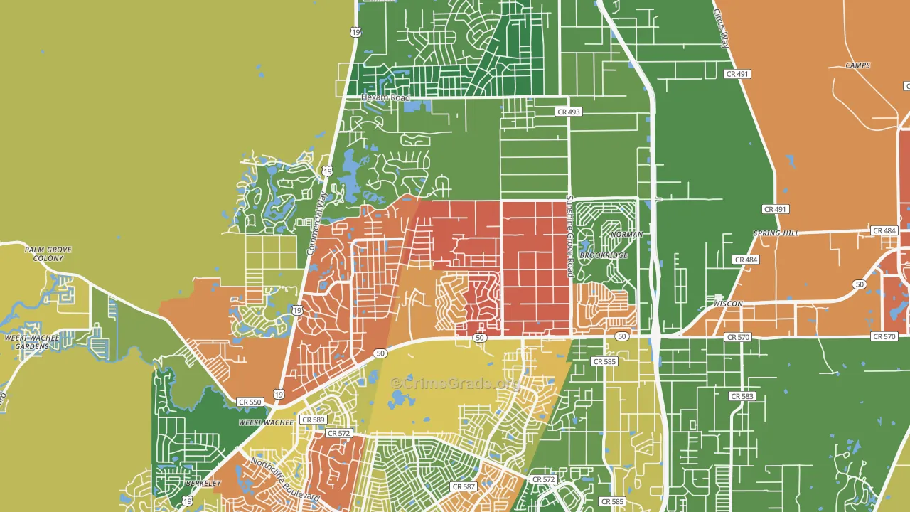 34613, FL Map of Drug-Related Crime Rates