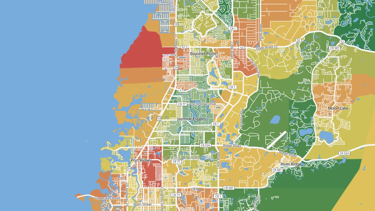34668, FL Map of Drug-Related Crime Rates