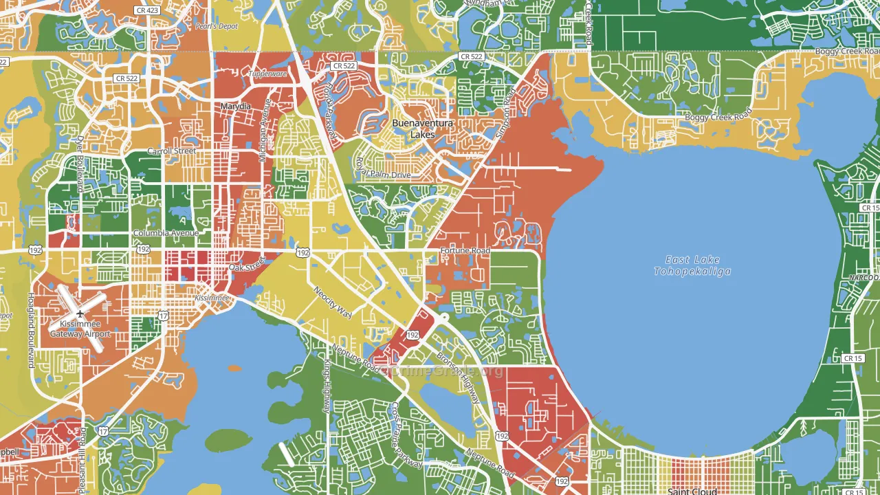 34744, FL Map of Drug-Related Crime Rates