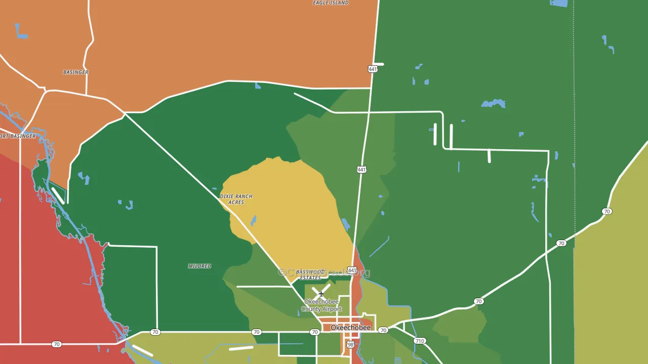 34972, FL Map of Drug-Related Crime Rates