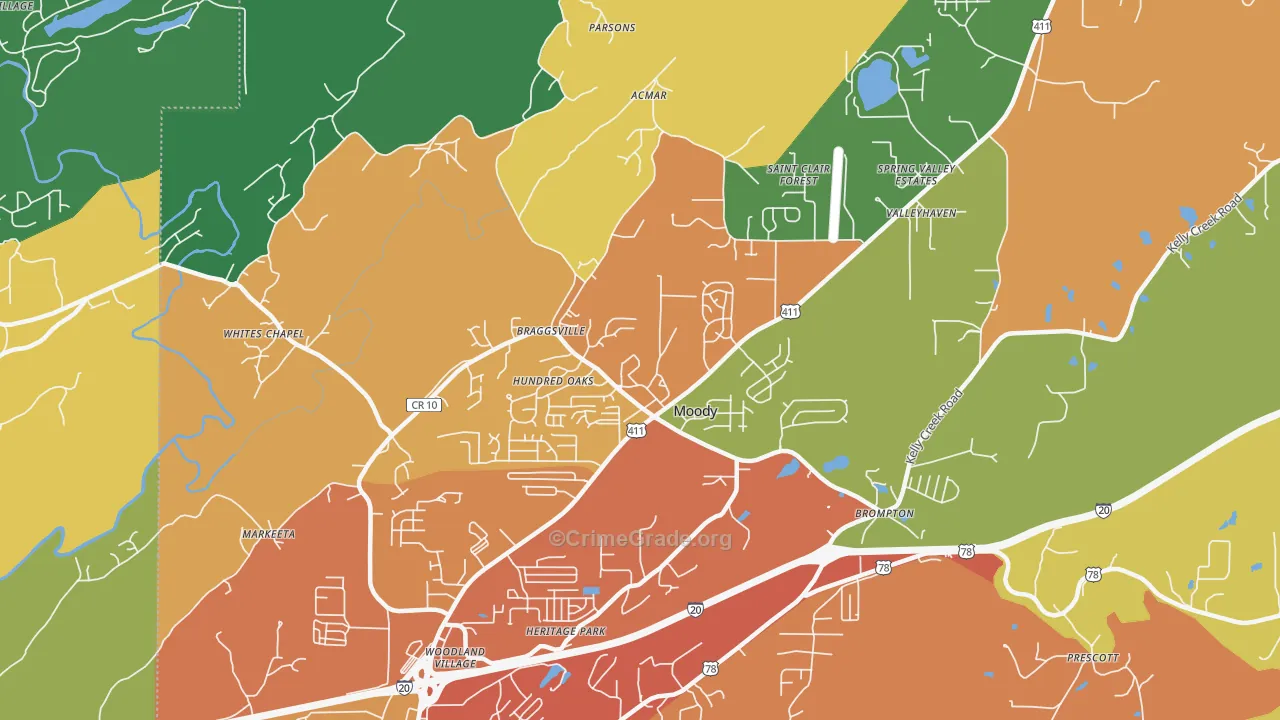 35004, AL Map of Drug-Related Crime Rates