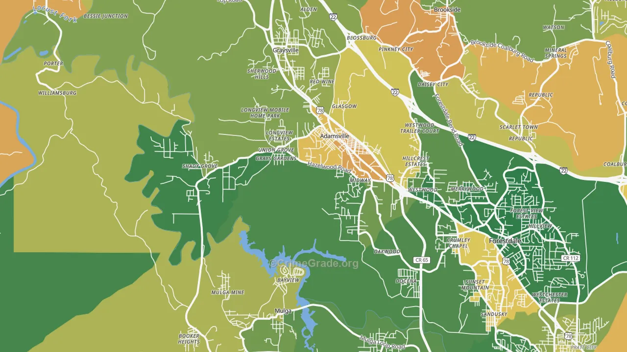 35005, AL Map of Drug-Related Crime Rates